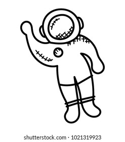 
Human spaceflight. Astronaut doodle icon 
