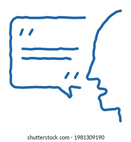 Human Speaking sketch icon vector. Hand drawn blue doodle line art Human Speaking sign. isolated symbol illustration