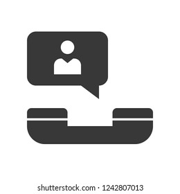 human and speech bubble with phone, communication concept solid icon
