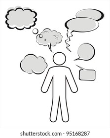 human and speech bubbles .