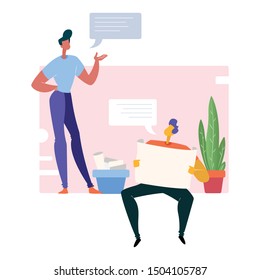 Human with speech bubbles Conceptual Landing Page Illustration