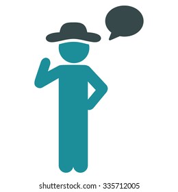 Human Speech vector icon. Style is bicolor flat symbol, soft blue colors, rounded angles, white background.