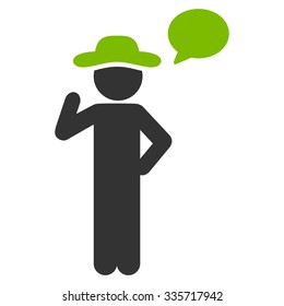 Human Speech vector icon. Style is bicolor flat symbol, eco green and gray colors, rounded angles, white background.