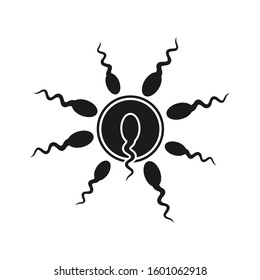 Human sperm cell icon. Abstract icon goal , sperm vector icon, Vector background sperm that runs towards the egg, Competition concept