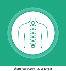 Human spine anatomy color button icon. Health care. Isolated vector element. Outline pictogram for web page, mobile app, promo.