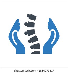 Human spine bone care icon, vector and glyph