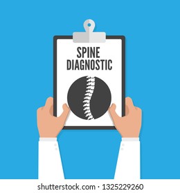 Human spine diagnostic clipboard. Flat design, vector