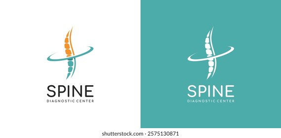 Human spine diagnostic logo design for health logo. Chiropractic logo