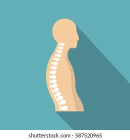 Human Spine Icon. Flat Illustration Of Human Spine Vector Icon For Web