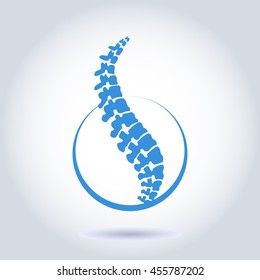 Human spine isolated on a white background. Vector illustration. Blue silhouette spine diagnostic symbol, design, sign. Vector human spine silhouettes Spine.Logo element