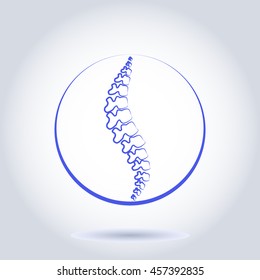 Human spine isolated on a white background. Vector illustration. Blue silhouette spine diagnostic symbol, design, sign. Vector human spine silhouettes Spine.Logo element