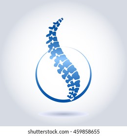 Human spine isolated on a white background. Vector illustration. Blue silhouette of spine.  symbol of diagnostic. Vector. human spine silhouettes. Spine.Logo element