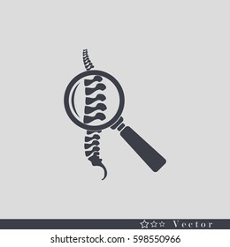 Human spine isolated silhouette illustration. Spine pain medical center, clinic, rehabilitation, diagnostic, surgery.  Scoliosis