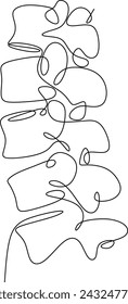 Espina humana en una línea sobre fondo blanco. Ilustración simple con huesos de la espalda. El concepto de salud, fuerza, sistema musculoesquelético, discos espinales, enfermedades, escoliosis.