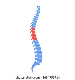 Human Spine Pain Vector Illustration. Back Bone And Vertebral Column Injury. Symbol Of Spinal Surgery, Rehabilitation, Artritis. Spinal Icon Symbol Design. Medical, Educational And Science Banner 
