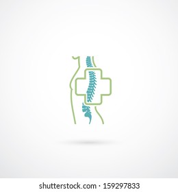 Human spine symbol with cross - vector illustration