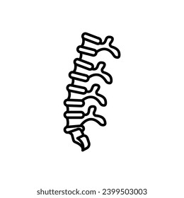 Icono de vector de columna vertebral humana. La espina dorsal de la médula espinal es de color blanco y negro. Adecuado para aplicaciones y diseños de interfaz de usuario de sitios web.