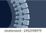 Human spine x ray image anatomical cartoon bone science medical healthcare vector flat illustration. Spinal xray roentgen radiography shot side view orthopedic surgery diagnostic physiology research
