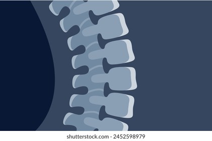 Human spine x ray image anatomical cartoon bone science medical healthcare vector flat illustration. Spinal xray roentgen radiography shot side view orthopedic surgery diagnostic physiology research