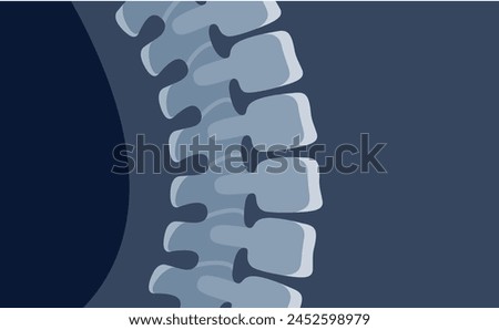 Human spine x ray image anatomical cartoon bone science medical healthcare vector flat illustration. Spinal xray roentgen radiography shot side view orthopedic surgery diagnostic physiology research