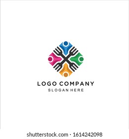 Human with spoon and fork logo design. Food restaurant logo design, family logo and restaurant icon, unity logo | unity icon | vector | for template