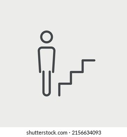 Human stairs thin editable line icon Vector Pictogram