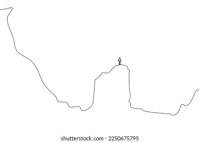 human standing away rocks summit line art