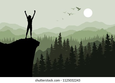 Human standing on the top of mountain