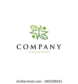 Logotipo de negocio de la ecología de la naturaleza de la hoja de estrella humana