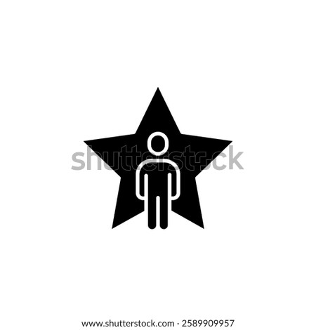 Human star simple glyph icon. Vector solid isolated black illustration.