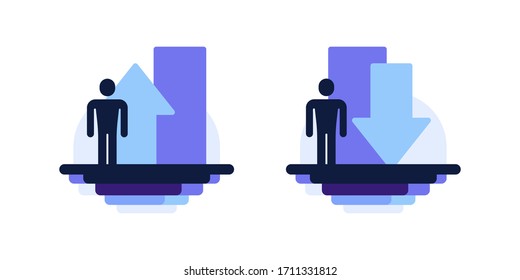 Human Statistics. Growth And Decline. Modern Flat Icons, Infographic Elements. Vector File.