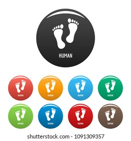 Human step icon. Simple illustration of human step vector icons set color isolated on white