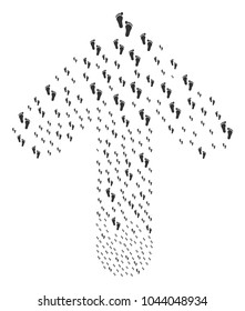 Human Steps composition constructed in the combination of ahead motion arrow. Ahead directional arrow shape constructed from human steps items.