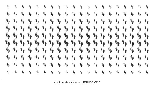 Human steps icon halftone pattern, constructed for backgrounds, covers, templates and abstract effects. Vector human steps pictograms organized into halftone matrix.
