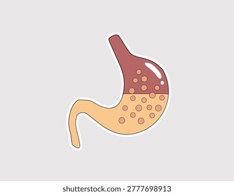 Human stomach anatomy vector sticker; ideal for gastroenterology resources, digestive health tips, dietetics, and medical diagrams explaining digestion