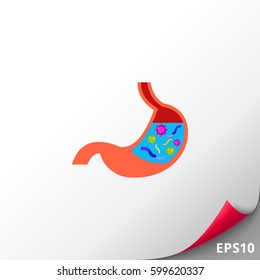 Human Stomach with Bacteria Vector Icon