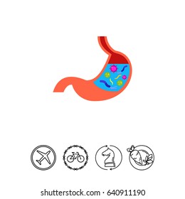 Human Stomach with Bacteria Vector Icon