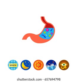 Human Stomach with Bacteria Vector Icon