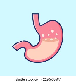 Human stomach color icon on light blue background. Human internal organs. Collection of stylish vector illustrations on the theme of medical tools, drugs and healthcare diagnostics.