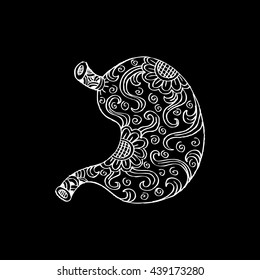 Human stomach in doodle style.