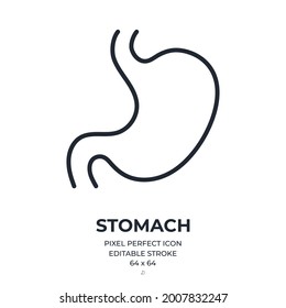 Human stomach editable stroke outline icon isolated on white background flat vector illustration. Pixel perfect. 64 x 64.