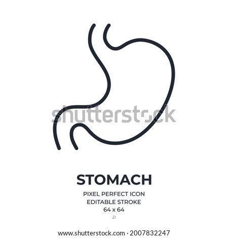 Human stomach editable stroke outline icon isolated on white background flat vector illustration. Pixel perfect. 64 x 64.