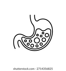 Human Stomach Filled with Gas Bubbles an Illustration of Digestive Problems and Bloating