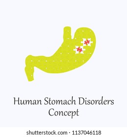 Human Stomach Filled with Puzzle Pattern Few of Whitch Unfit to the Whole. Conceptual Image of Human Stomach Disorders in its Initial Stage. Vector EPS 10
