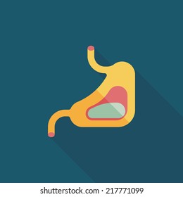 Human stomach flat icon with long shadow