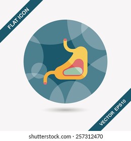 Human stomach flat icon with long shadow