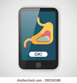 Human stomach flat icon with long shadow