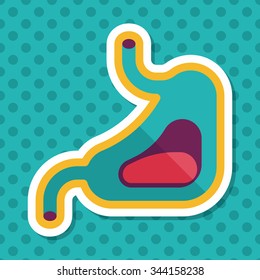 Human stomach flat icon with long shadow