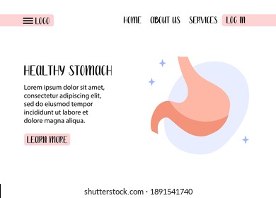 Human stomach. Gastroenterology. Diagnostics of the digestive system. Vector flat illustration. Perfect for banner, landing page