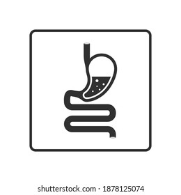 Ilustración vectorial del estomago humano y del sistema gastrointestinal aislada en fondo blanco